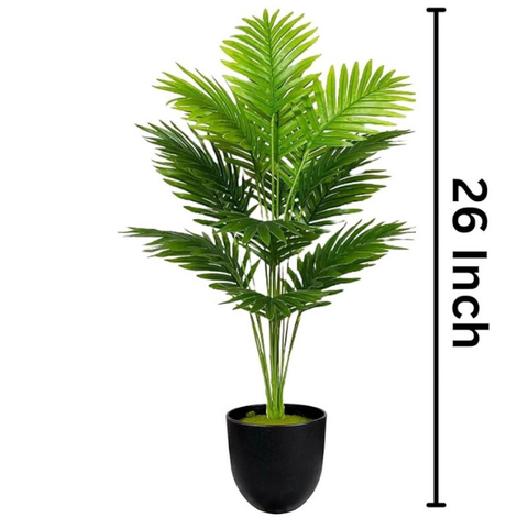 De Gardenia Artificial Areca Palm Plant – 75 cm Tall Faux Palm Tree with 18 Turtle Leaves | Without Pot | Indoor & Outdoor Décor for Home & Office