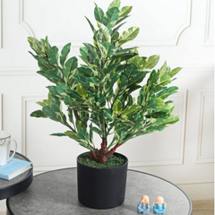 De Gardenia 60CM Artificial Quercus White Plant (Without Pot) – Decorative Faux Oak Leaves for Home, Office & Event Décor
