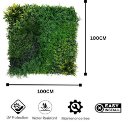 De Gardenia 100x100cm Artificial Greenery Wall Panel – Lush Faux Vertical Garden Mat for Wall, Balcony, Fence & Home Décor