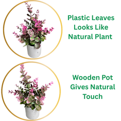 De Gardenia Artificial Rubber Plant – Small Faux Potted Plant for Tabletop, Home, Bathroom & Office Décor | Indoor Decorative Greenery