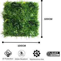De Gardenia 100x100cm Artificial Greenery Wall Panel – Lush Faux Vertical Garden Mat for Wall, Balcony, Fence & Home Décor