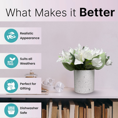 De Gardenia Artificial Rubber Plant – Small Faux Potted Plant for Tabletop, Home, Bathroom & Office Décor | Indoor Decorative Greenery