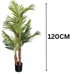 De Gardenia 150 cm Artificial Areca Palm Tree with Tall Black Planter – Indoor Decorative Faux Plant for Home & Office