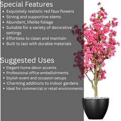De Gardenia Artificial Bougainvillea Tree – 5.7 Feet Tall | Faux Flowering Tree with Pink Blooms for Home, Balcony & Office Décor | Indoor Outdoor UV Resistant Decorative Plant Without Pot