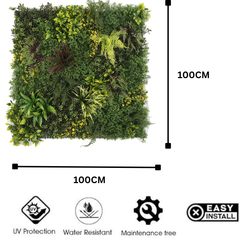 De Gardenia 100x100cm Artificial Greenery Wall Panel – Lush Faux Vertical Garden Mat for Wall, Balcony, Fence & Home Décor