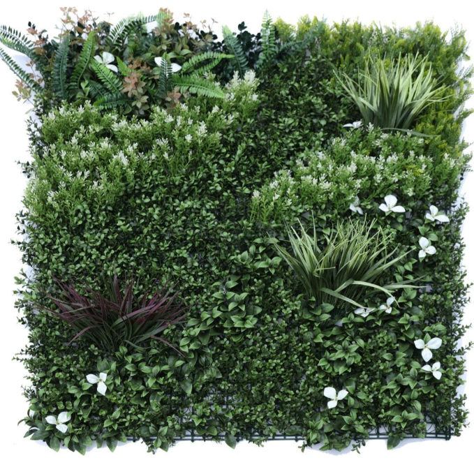 De Gardenia 100x100cm Artificial Greenery Wall Panel – Lush Faux Vertical Garden Mat for Wall, Balcony, Fence & Home Décor