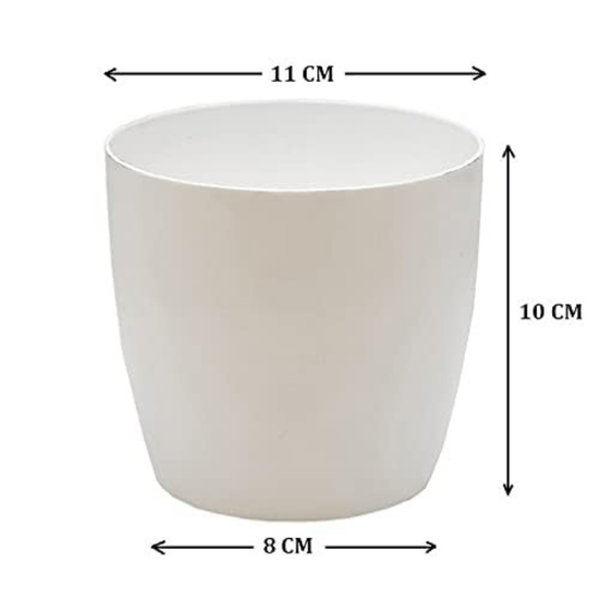 De Gardenia Flower Pots - 4.4 Inch Plastic Flower Pots | Modern Decorative Indoor Outdoor Planters/Pots - Plant Not Included - Pack of 3