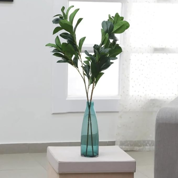 De Gardenia Faux Lemon Leaves – 26" Artificial Green Leaf Branches (Pack of 2) | Faux Greenery Stems for Home & Event Décor | Pot Not Included