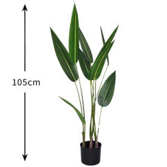 De Gardenia 105cm Artificial Bird of Paradise Plant with Pot – 10 Leaves Faux Tropical Indoor Plant for Home & Office Décor