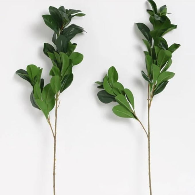 De Gardenia Faux Lemon Leaves – 26" Artificial Green Leaf Branches (Pack of 2) | Faux Greenery Stems for Home & Event Décor | Pot Not Included