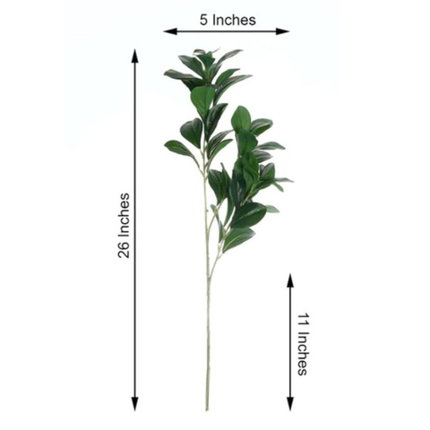 De Gardenia Faux Lemon Leaves – 26" Artificial Green Leaf Branches (Pack of 2) | Faux Greenery Stems for Home & Event Décor | Pot Not Included