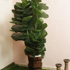 De Gardenia Fiddle X4 – 120 cm Tall Artificial Plant | Lifelike Faux Indoor & Outdoor Décor Without Pot