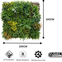 De Gardenia 100x100cm Artificial Greenery Wall Panel – Lush Faux Vertical Garden Mat for Wall, Balcony, Fence & Home Décor