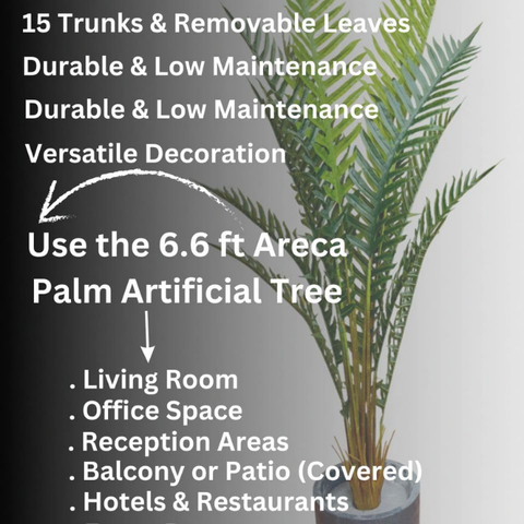 De Gardenia Artificial Areca Palm Plant – 6.6 FT Tall Faux Silk Palm Tree with 15 Trunks | Realistic Indoor Green Plant for Home, Office & Living Room Décor | Pot Not Included