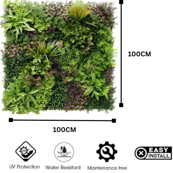 De Gardenia 100x100cm Artificial Greenery Wall Panel – Lush Faux Vertical Garden Mat for Wall, Balcony, Fence & Home Décor