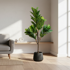 De Gardenia Real Touch Fan Palm – 120 cm Tall Artificial Plant | Lifelike Faux Indoor & Outdoor Décor Without Pot