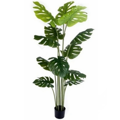 De Gardenia Monstera 12 Leaves – 150 cm Tall Artificial Plant with Pot | Lifelike Faux Tropical Décor for Home & Office