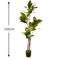 De Gardenia Rubber Plant – 120 cm Tall Artificial Plant | Lifelike Faux Indoor & Outdoor Décor Without Pot