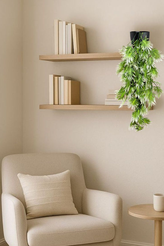 De Gardenia Artificial Hanging Plant with Basket – Realistic Green Leaves & Creepers for Home, Living Room & Wall Decoration