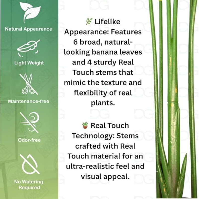 De Gardenia Artificial Bird of Paradise Plant – 4 FT Tall Faux Tropical Palm Tree for Home, Office, Garden & Store Decor – Pot Not Included