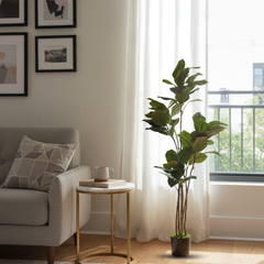 De Gardenia Rubber Plant – 120 cm Tall Artificial Plant | Lifelike Faux Indoor & Outdoor Décor Without Pot