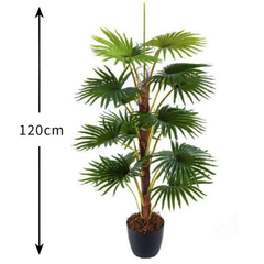 De Gardenia Real Touch Fan Palm – 120 cm Tall Artificial Plant | Lifelike Faux Indoor & Outdoor Décor Without Pot