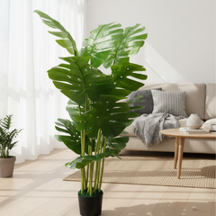 De Gardenia Monstera 12 Leaves – 120 cm Tall Artificial Plant | Lifelike Faux Tropical Greenery Without Pot