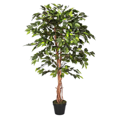 De Gardenia 120cm Artificial Ficus Tree – Lifelike Faux Indoor Plant Without Pot for Home & Office Décor