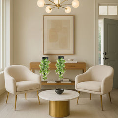 De Gardenia Artificial Hanging Plant with Basket – Realistic Green Leaves & Creepers for Home, Living Room & Wall Decoration