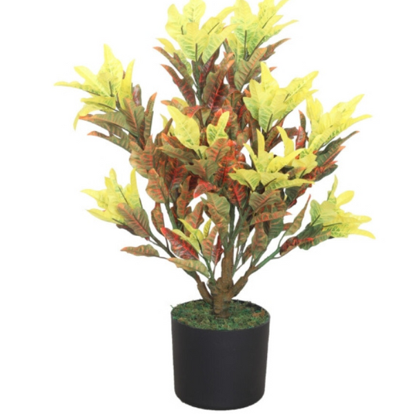 De Gardenia 60CM Artificial Croton Yellow Plant (Without Pot) – Lifelike Tropical Decorative Plant for Home, Office & Indoor Décor