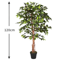 De Gardenia 120cm Artificial Ficus Tree – Lifelike Faux Indoor Plant Without Pot for Home & Office Décor