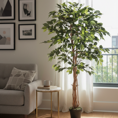 De Gardenia 120cm Artificial Ficus Tree – Lifelike Faux Indoor Plant Without Pot for Home & Office Décor