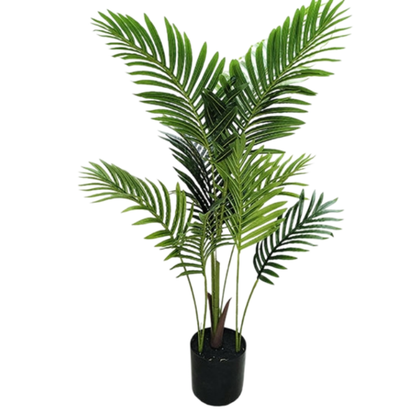 De Gardenia Areca Palm X3 – 120 cm Tall Artificial Plant with Pot | Lifelike Faux Tropical Greenery for Home & Office Décor