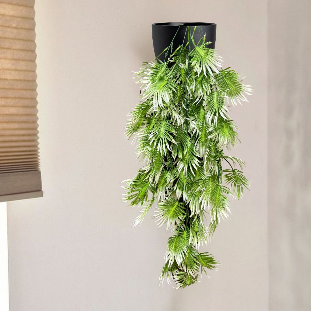 De Gardenia Artificial Hanging Plant with Basket – Realistic Green Leaves & Creepers for Home, Living Room & Wall Decoration
