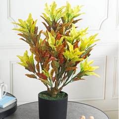De Gardenia 60CM Artificial Croton Yellow Plant (Without Pot) – Lifelike Tropical Decorative Plant for Home, Office & Indoor Décor