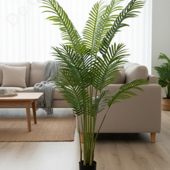 De Gardenia Areca Palm X3 – 120 cm Tall Artificial Plant with Pot | Lifelike Faux Tropical Greenery for Home & Office Décor