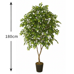 De Gardenia 180cm Artificial Ficus Tree – Tall Lifelike Faux Indoor Plant Without Pot for Home, Office & Event Décor