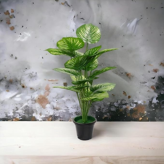 De Gardenia 30-Inch Artificial Philodendron Caladium Plant – Tropical Faux Greenery in Black Pot for Indoor & Outdoor Décor