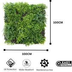 De Gardenia 100x100cm Artificial Greenery Wall Panel – Lush Faux Vertical Garden Mat for Wall, Balcony, Fence & Indoor-Outdoor Décor
