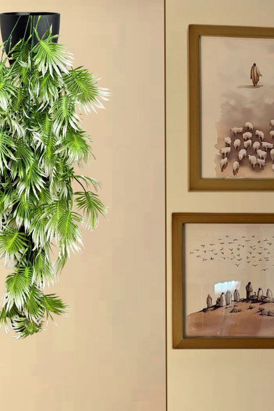 De Gardenia Artificial Hanging Plant with Basket – Realistic Green Leaves & Creepers for Home, Living Room & Wall Decoration