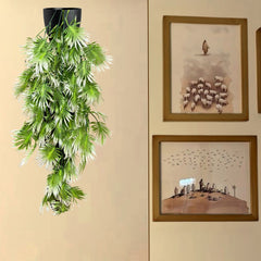 De Gardenia Artificial Hanging Plant with Basket – Realistic Green Leaves & Creepers for Home, Living Room & Wall Decoration
