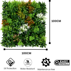 De Gardenia 100x100cm Artificial Greenery Wall Panel – Lush Faux Vertical Garden Mat for Wall, Balcony, Fence & Indoor-Outdoor Décor