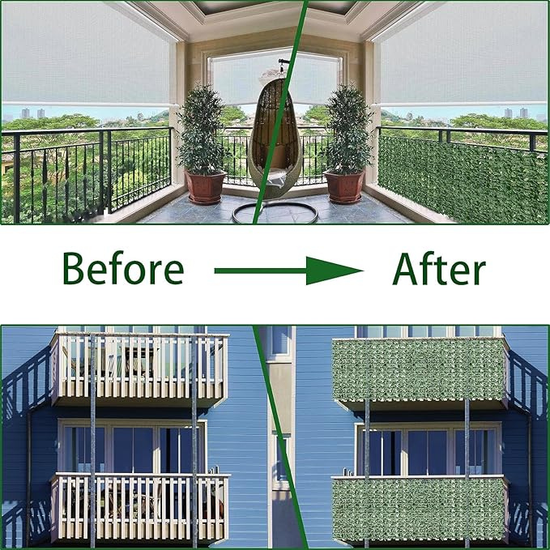 De Gardenia Artificial Ivy Leaf Mat – 1m x 3m Faux Green Privacy Screen for Balcony, Wall Décor & Vertical Garden Backdrops