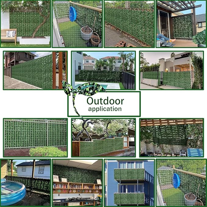 De Gardenia Artificial Ivy Leaf Mat – 1m x 3m Faux Green Privacy Screen for Balcony, Wall Décor & Vertical Garden Backdrops
