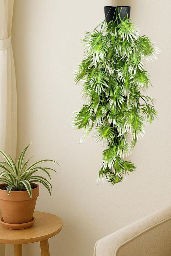De Gardenia Artificial Hanging Plant with Basket – Realistic Green Leaves & Creepers for Home, Living Room & Wall Decoration