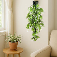 De Gardenia Artificial Hanging Plant with Basket – Realistic Green Leaves & Creepers for Home, Living Room & Wall Decoration