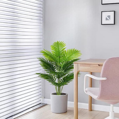 De Gardenia Artificial Areca Palm Plant with White Pot – 75 cm Tall Realistic Faux Green Plant for Indoor & Outdoor Decor