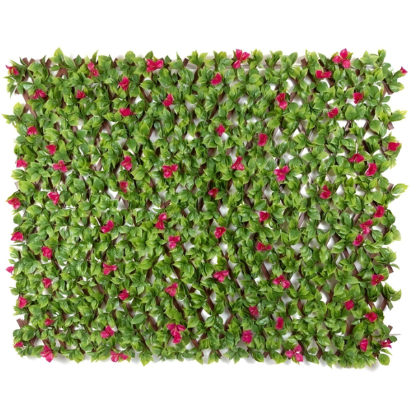 De Gardenia 200x100cm Expandable Wooden Trellis with Artificial Green Leaves – Privacy Screen, Balcony Fence & Wall Décor