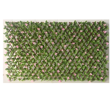 De Gardenia 200x100cm Expandable Wooden Trellis with Artificial Green Leaves – Privacy Screen, Balcony Fence & Wall Décor