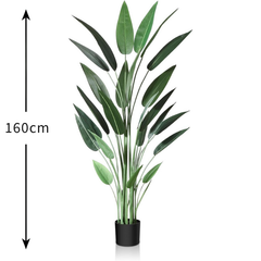 De Gardenia Bird of Paradise – 160 cm Tall Artificial Plant with 25 Lifelike Leaves | Faux Tropical Décor Without Pot